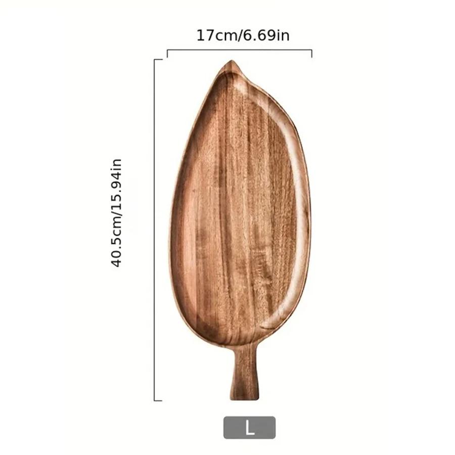 Solid Wood Leaf Shaped Tray Dim Sum Plate Steak Sushi Barbecue Western Food Tableware Heat Insulation Pad Wood Fruit Plate
