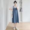 2023 Fashionable Loose Cotton Maternity Spliced Overalls Dress