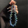 Glitter Crystal Bead Keychain Transparent Phone Lanyard Wrist Crystal Chain  for Women Girls