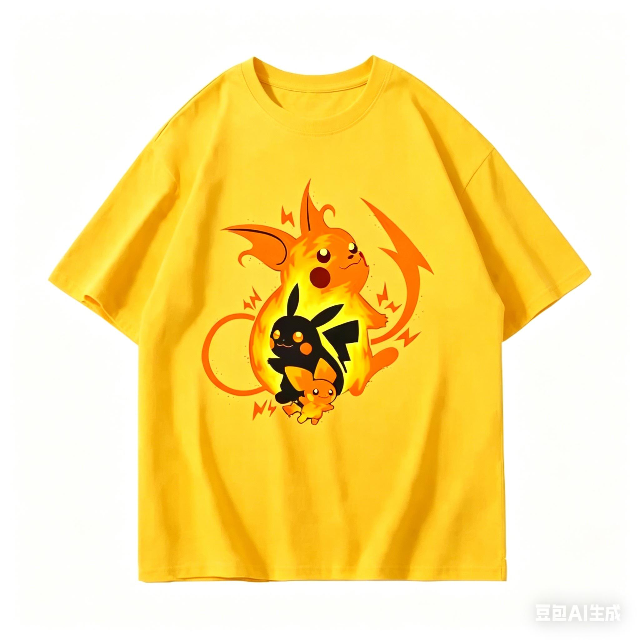 

Adult and Childrens Sweet Cool Harajuku Style Y2K Pokmon Charizard Pikachu Evolution 3D Printed Short Sleeve S