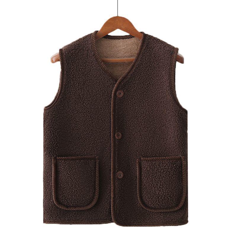 Spring & Autumn Lamb Wool Vest - New Thickened Warm Shawl for Mid-Aged Women