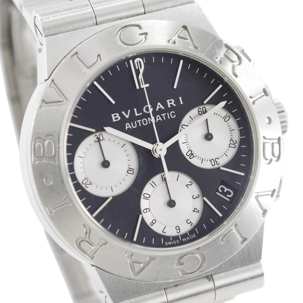 BVLGARI Diagono Sports Watches CH35S black/Silver blackDial Stainless Steel Mechanical Automatic Chronograph mens Used