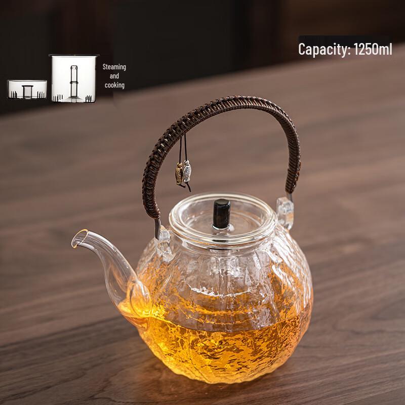 Heat-Resistant Glass Teapot with Lift Handle