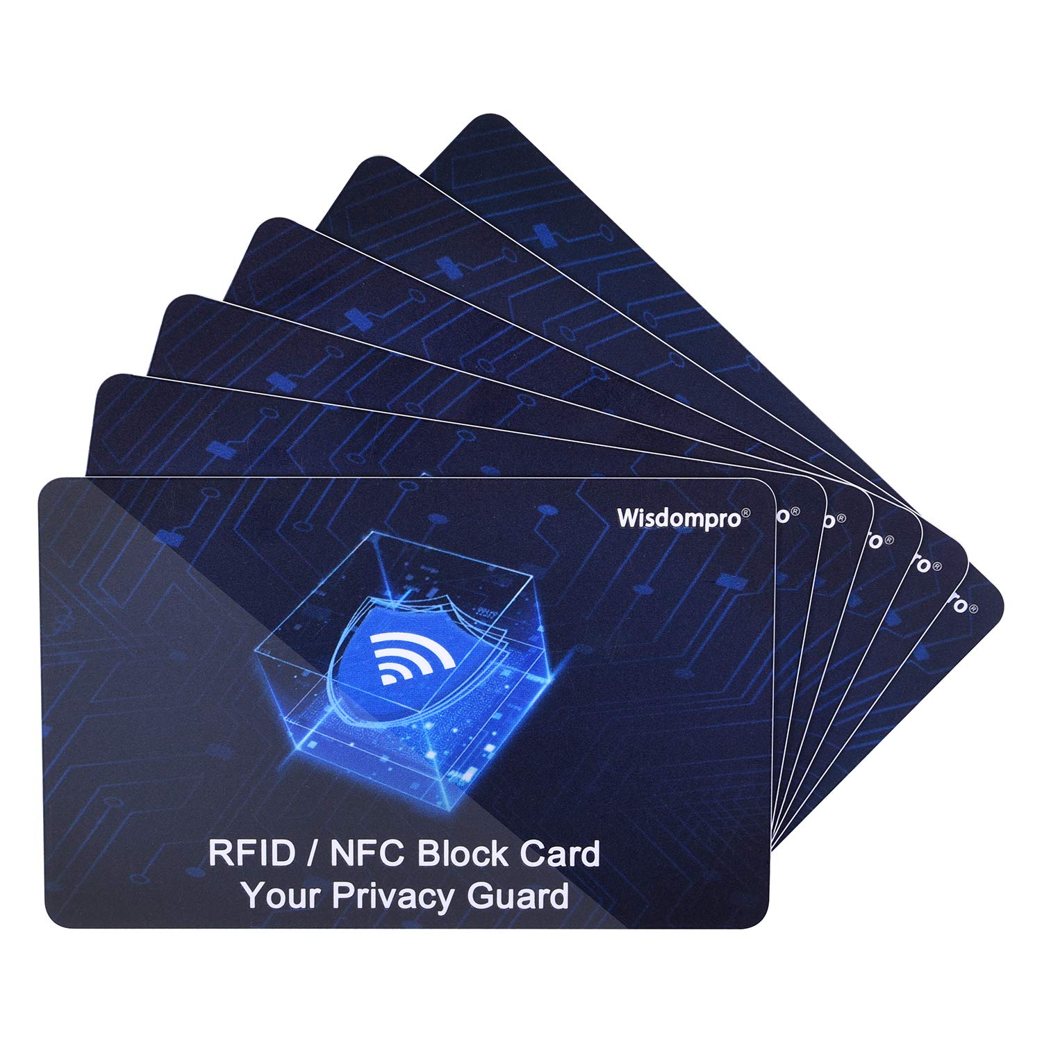 

Wisdompro Radio Wave Prevents Electronic Protects Credit Cash Personal Information Blue Anti-Skimming Cards, 6-Pack, RFID/NFC Blocking, Blocking, синий
