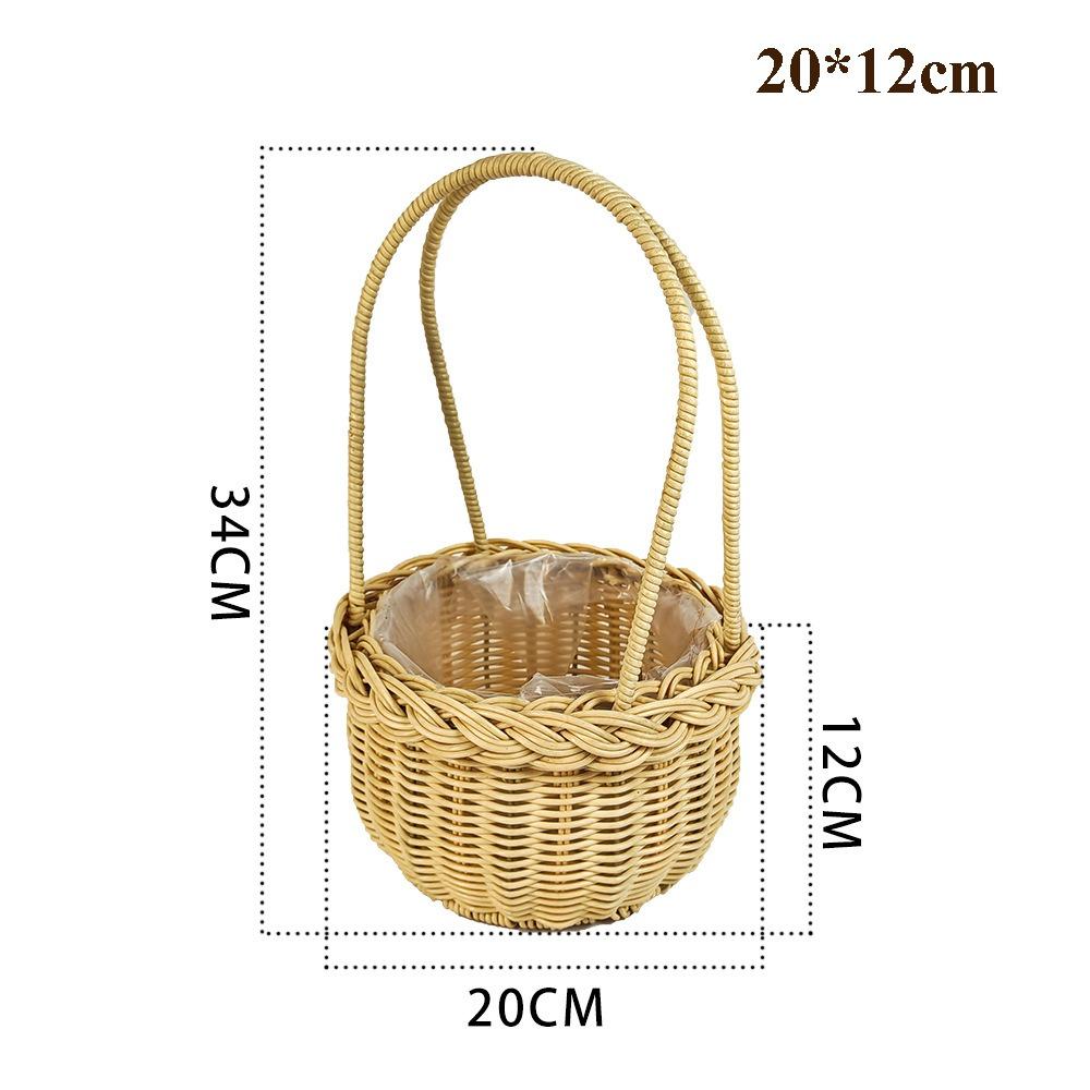 With Handle Imitation Rattan Storage Baskets Household Handwoven Home Decoration Braid Basket 8 Styles