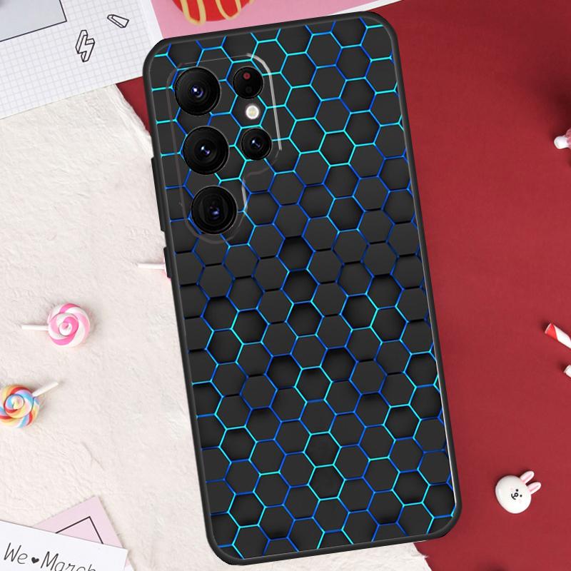 Carbon Fibre Neon honeycomb Case For Samsung Galaxy S26 Ultra S20 S21 S22 S23 S24 S25 Ultra S10 Plus S25 FE Cover Shell