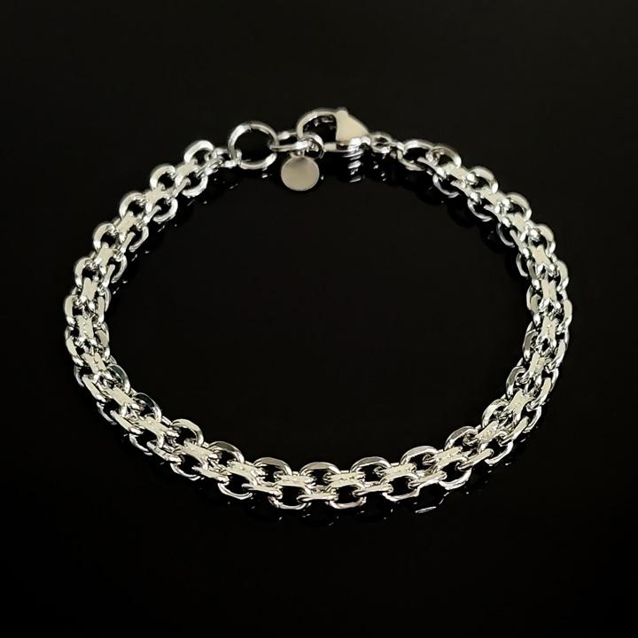 Glory_Arden [Unisex] Surgical Steel Double Oval Chain Bracelet / Ghmb-186