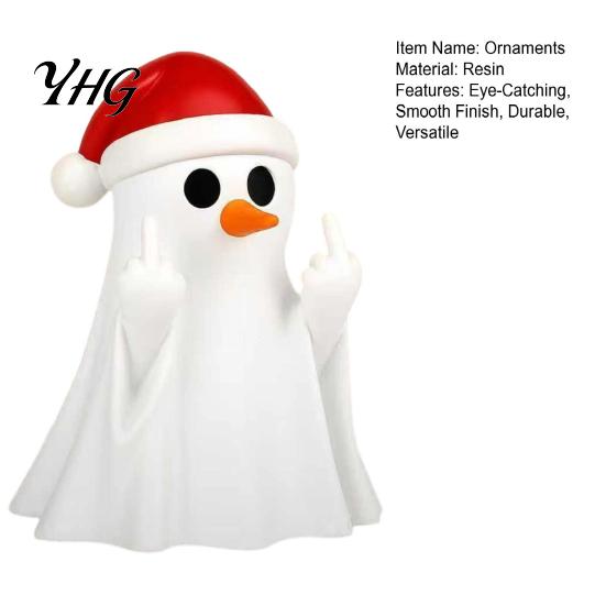 Cute Ghost Ornament Christmas Pen Holder with Santa Hat, Funny Desktop Organizer, Decorative Stationery Halloween Tabletop Statue, Holiday Decor