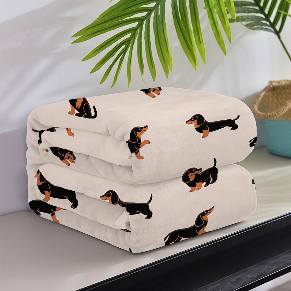 Dachshund Dog Fleece Blanket Cute Puppy Print Throw Soft Cozy All Season Bedding Home Decor Gift For Dog Lovers