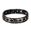 Schwarz-Gold Edelstahl Magnetisches Armband mit Germanium und Negativ-Ionen Uhrenarmband