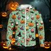 Men's Casual Raglan Sleeve Hooded Long Sleeve Sun Protection Jacket Halloween Print Lightweight Outdoor Zip Up Hoodie