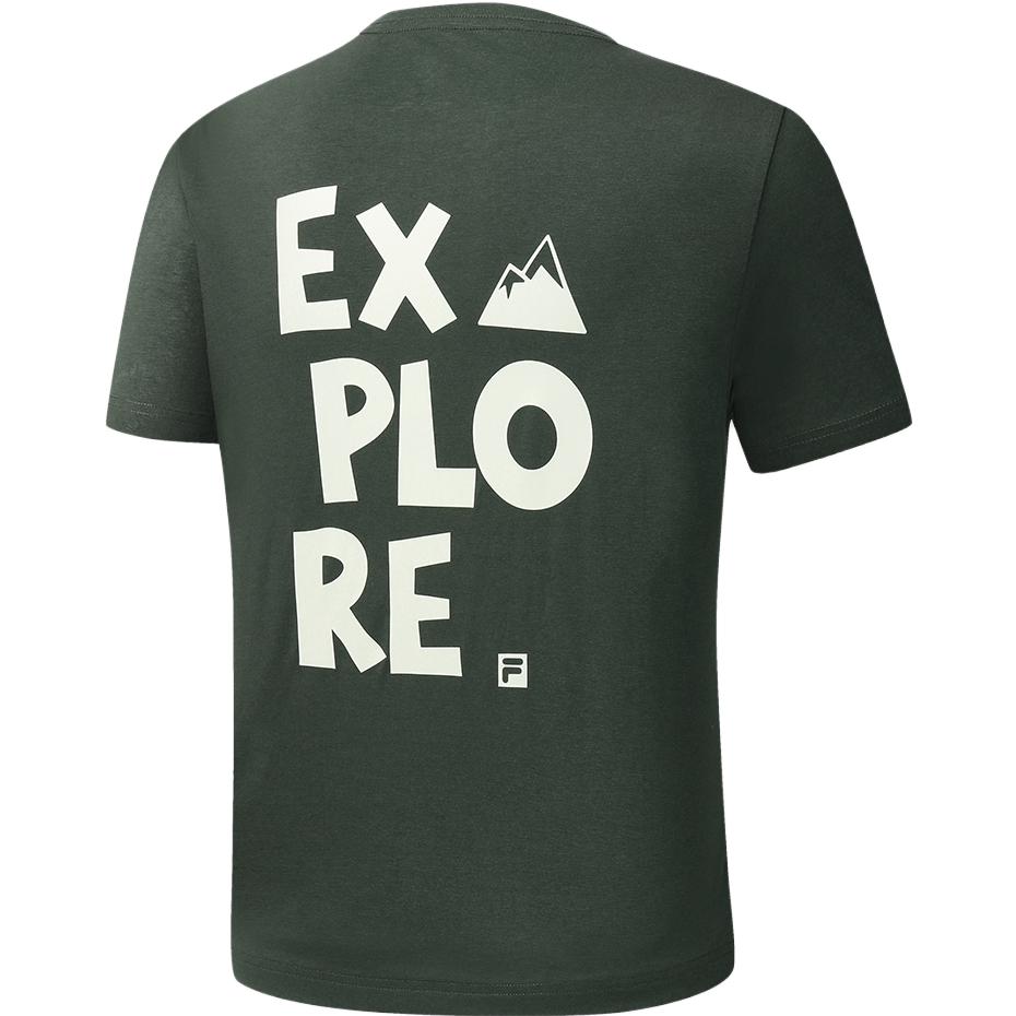 FILA Basic Simple Outdoor Sports Breathable Round Neck Running Basketball Fitness Knitted Short Sleeve T-Shirt Men Tops Dark-Gray-Green A11M327111FDG