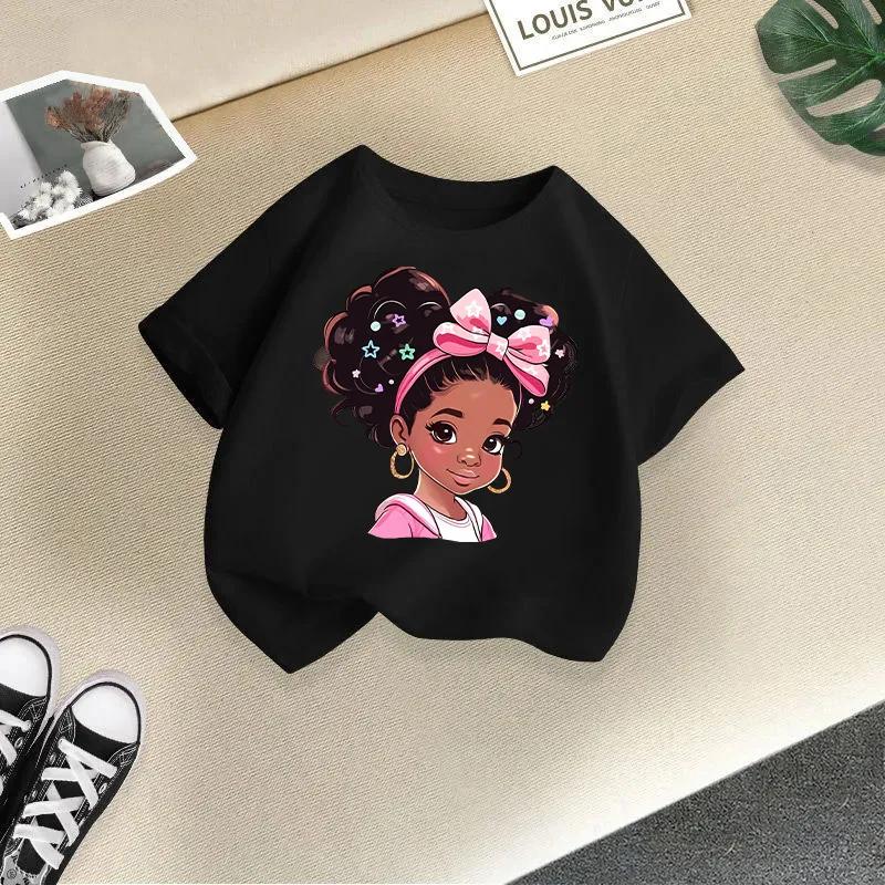 New Children Cute Girl Cartoon Printed T-shirt Girls Short Sleeve New Fashion Summer Children's Wear Creative Clothing