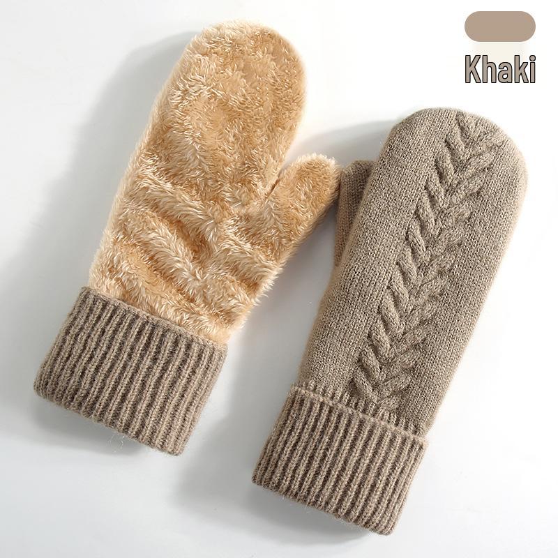 Sıcak Kış Çift Katmanlı Polar Astarlı Örgü Binicilik Eldivenleri