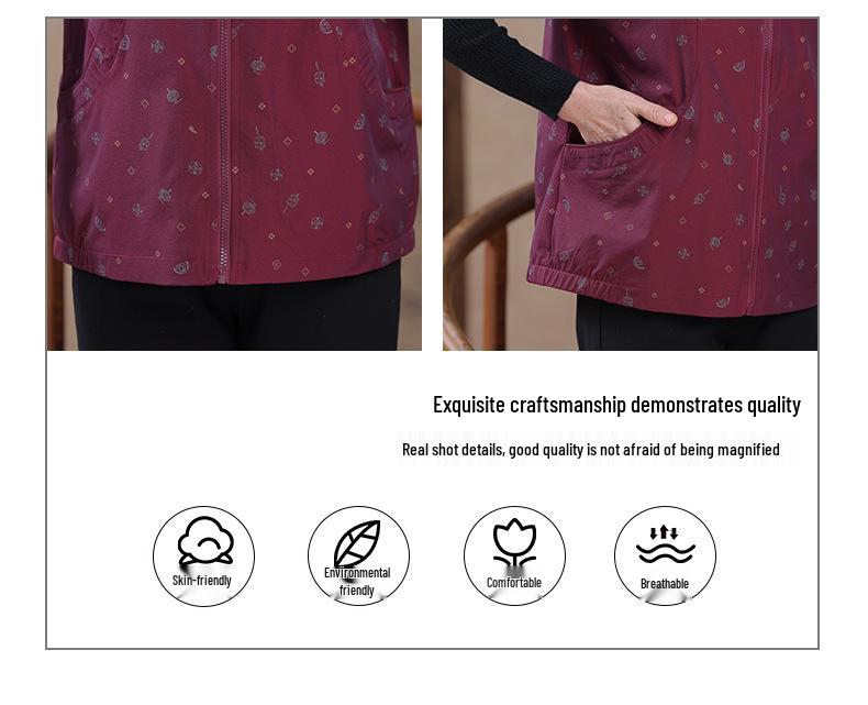 Spring & Autumn Loose Sleeveless Vest for Middle-aged and Elderly Women