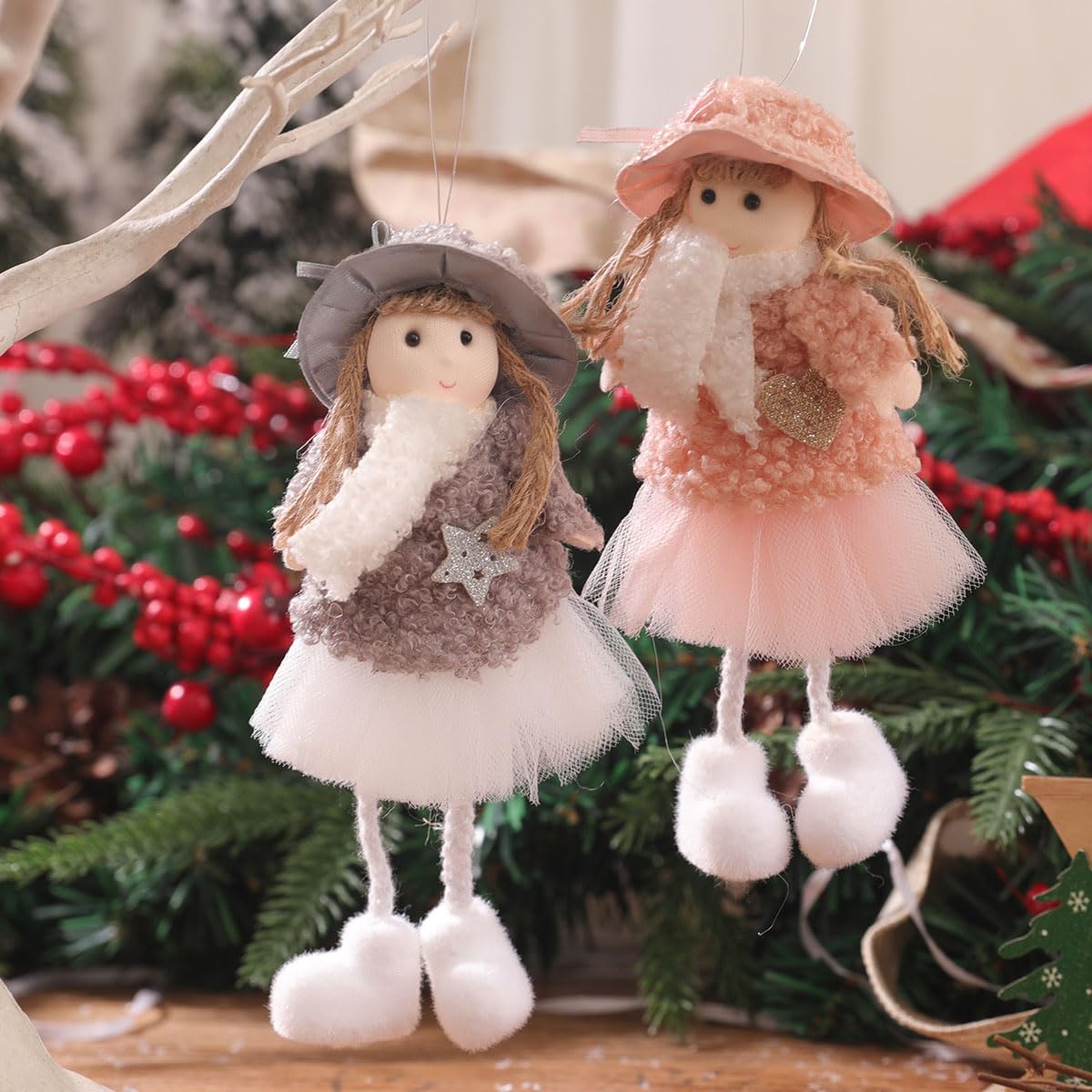 

FZBNSRKO 3 шт. Рождественские украшения в виде ангелов, Подвески в виде кукол-ангелов, Подвеска в виде рождественского ангела, Рождественские украшения в виде ангелов Снег/Любовь/Звезды, Плюшевый ангел