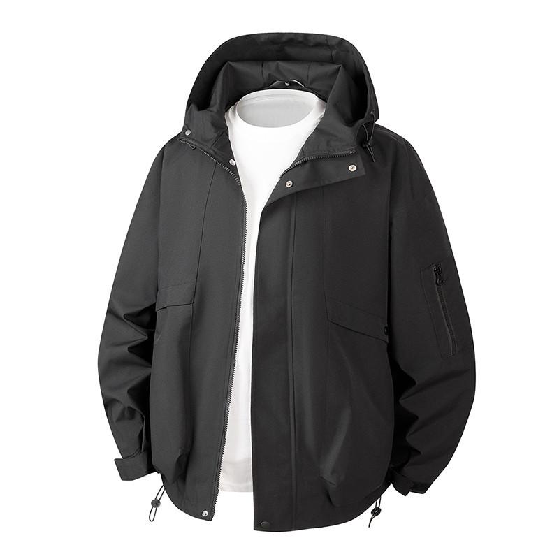 

Spring New Solid Color Hooded Jacket Casual Slim Jacket American Joker Coat Men 3XL