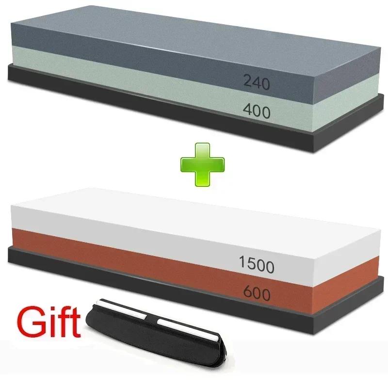 1-7Pcs Sharpening Stone Knife Sharpener Grit240-8000# Whetstone Professional Grindstone Set Wood Base Angle guide Polishing Set