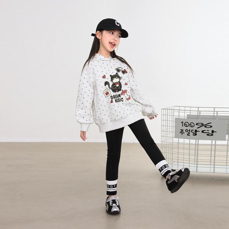 LUSON Girls' Polka Dot Hooded Sweatshirt