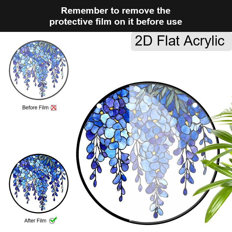 Acrylic Wisteria Flower Suncatcher Stained Glass Effect Window Hanging Ornament Floral Gift for Home