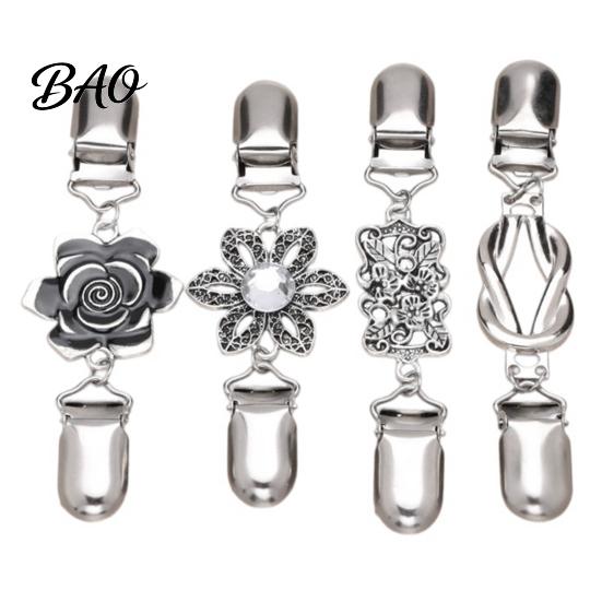 Gold Silver Cardigan Holders 4Pcs Vintage Sweater Clips for Women Girls, Retro Floral Clips, Elegant Scarf Clasps Fashion Accessories Shawl