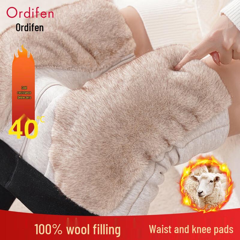 

OUDIFEN Женские толстые термолеггинсы из 100% шерсти 2XL