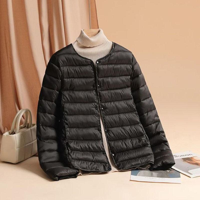 Autumn Winter Warm Women Jacket Ultra Lightweight Down Cotton Slim Coat Solid Matt Fabric Windbreaker Parkas