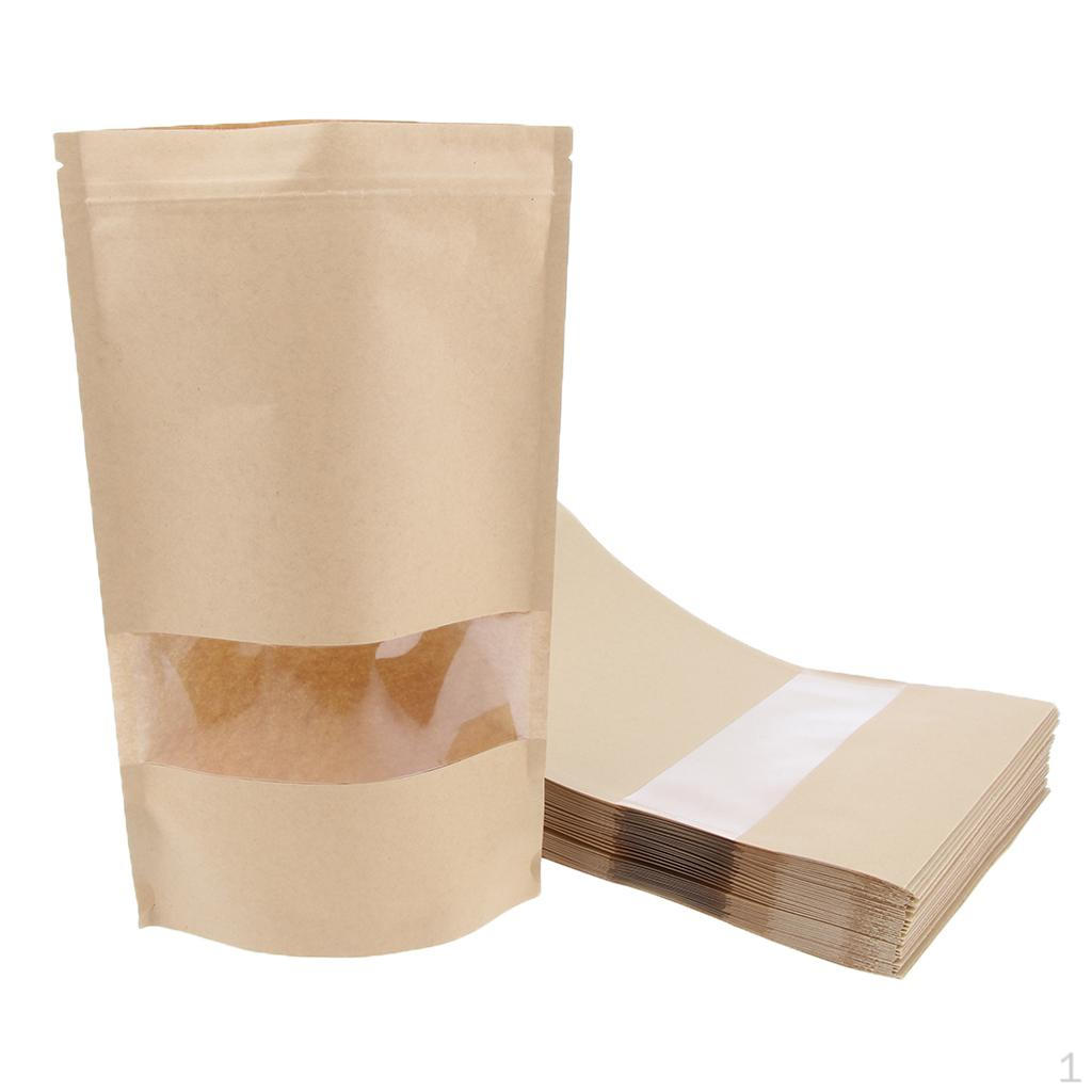 50Pcs Kraft Paper Bag Pouches,Kraft Bag, Food Storage