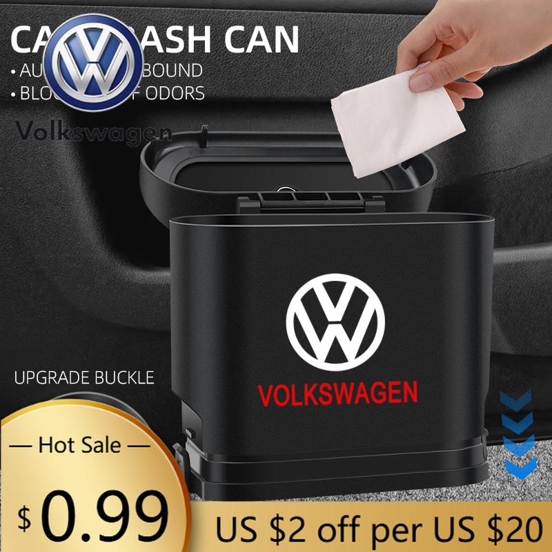 For VOLKSWAGEN VW Portable Car Trash Can Hanging Mini Garbage Storage Box For Volkswagen GOLF MK6 Polo Tiguan VW GTI CADDY PASSA