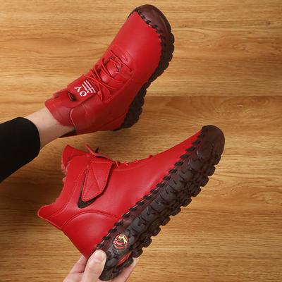 Plus Size 36-42 Womans Winter Boots Female Oxford Handmade Sewing Sneakers Women Punk Red Ankle Boots with Fur Botas De Mujer