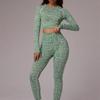 Nahtloses Yoga-Sportbekleidungsset: Langarmtop mit Daumenlöchern & Schlanke High-Waist-Hose mit Po-Lifting für Outdoor-Sport