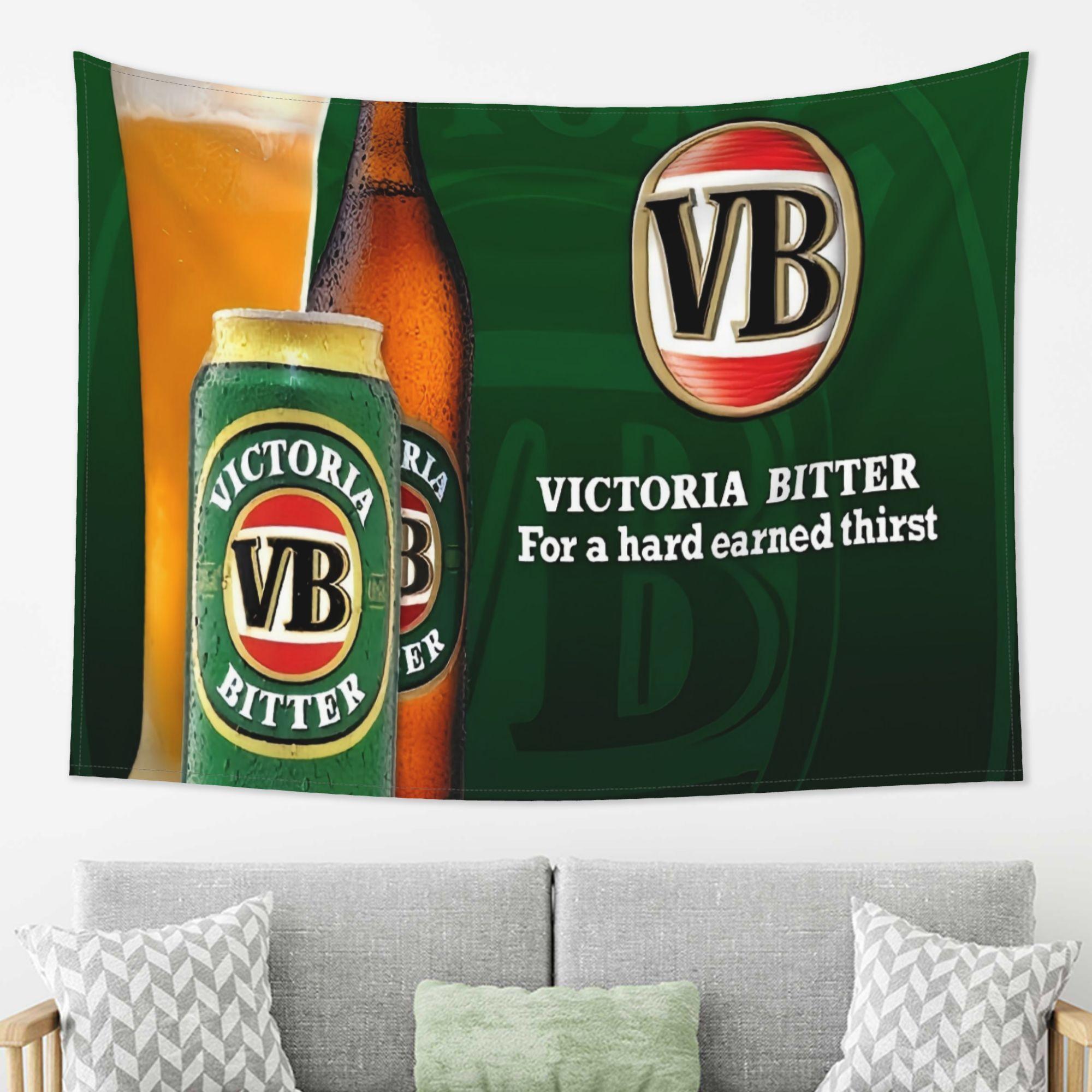 

Victoria Bitter Tapestry VB Beer Bottle Retro Advertising Poster Vintage Australian Pub Decor Green Golden Brewing Wallpaper 74x94cm(29x37in)