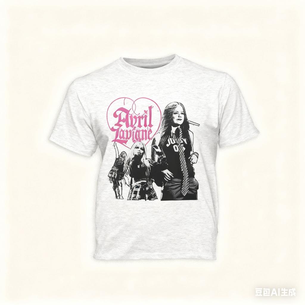 Avril Lavigne Grafik T-Shirt Pop Punk Fan T-Shirt mit Retro-Herz-Design Ikonischer Rockstar-Druck 2026 Neu