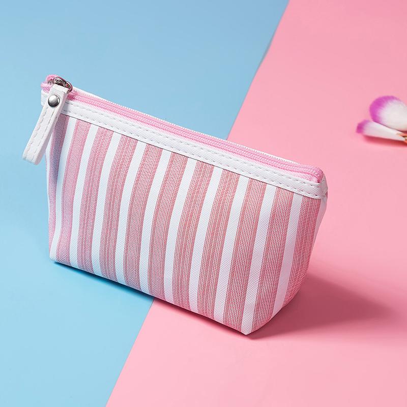 New Make Up Pouch Travel Striped Printed Cosmetic Bag Toiletry Organizer Purse Travel Portable Storage Bag Clutch