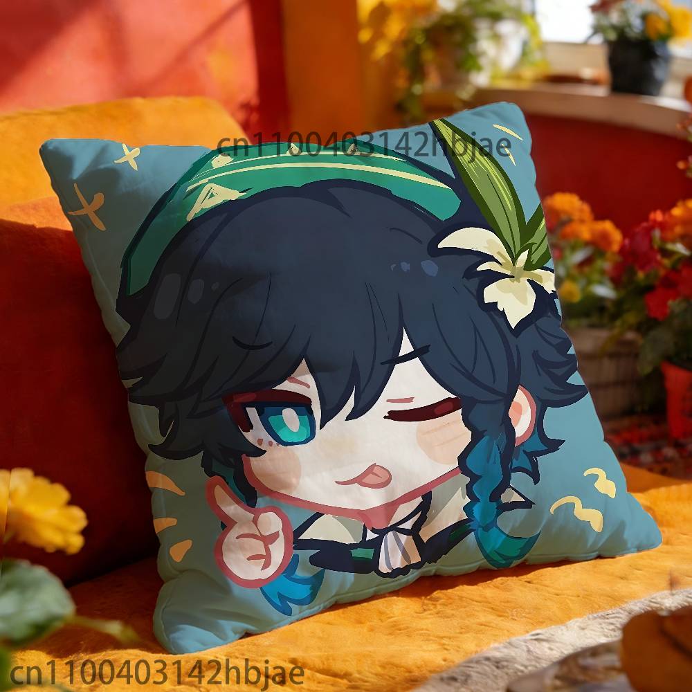 Venti Chibi Pillow Case Print Polyester Fiber 40X40 cm Home Sofa Throw Cushion Cover Decoration