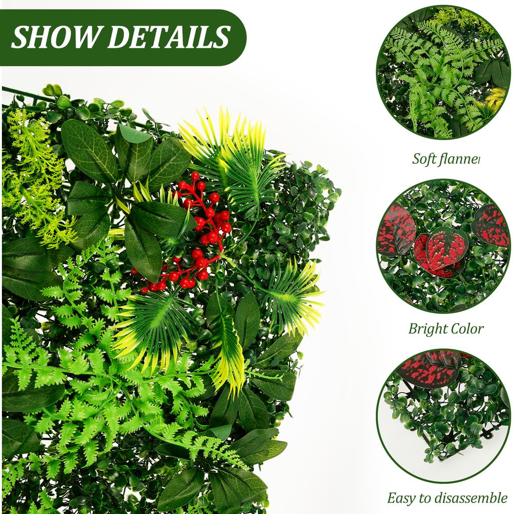 DIY Artificial Plant Wall Panel Plastic Hanging Grass Backdrop Wall Panel Outdoor Artificial Privacy Fence Screen For Home Garde