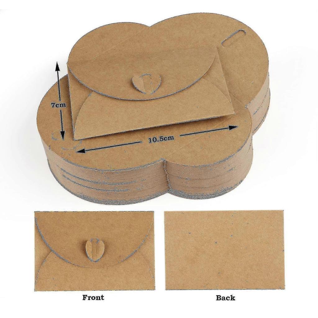 100 Kraft Paper Envelopes With 100 Blank Paper Cards, Mini Envelopes With Heart Closure For Gift Cards Diy Graffiti - Pjun