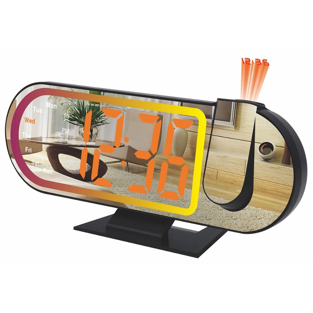Large Screen Projection Alarm Clock Temperature RGB Mood Light Digital Alarm Clock Clear Time Intelligent Electronic