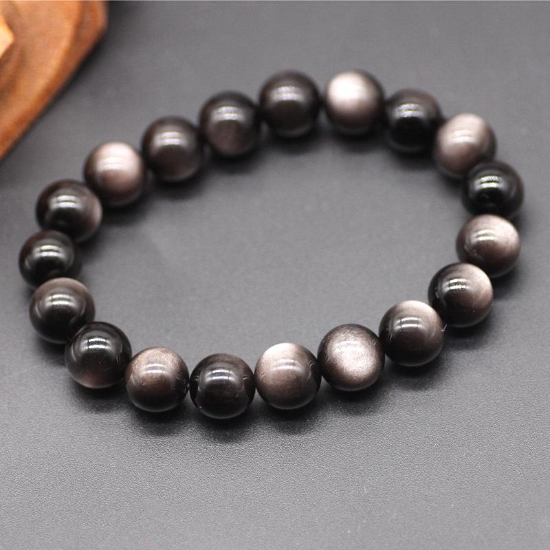 Silver & Golden Obsidian Double-Eyed Round Beads – Natural Loose Beads for DIY Jewelry & Bracelet Making