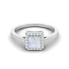 6 MM Square Shape Moonstone Halo Accent 925 Sterling Silver Women Wedding Engagement Ring