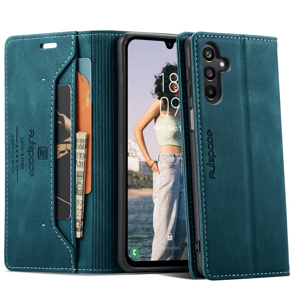 For Samsung Galaxy A15 5G/Galaxy A15 4G Wallet Case AUTSPACE A01 Leather Stand Cover with RFID Blocking Card Holder