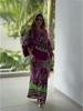European Spring Fashion 2026: Off-the-Shoulder Print Long Sleeve Skirt Suit Women's Two-Piece Set