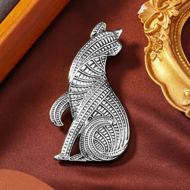 New Vintage Metal Animal Brooches Neutral Line Horse Cat Brooches Stylish Suit Coat Decor Banquet Party Daily Wear Jewelry Gifts