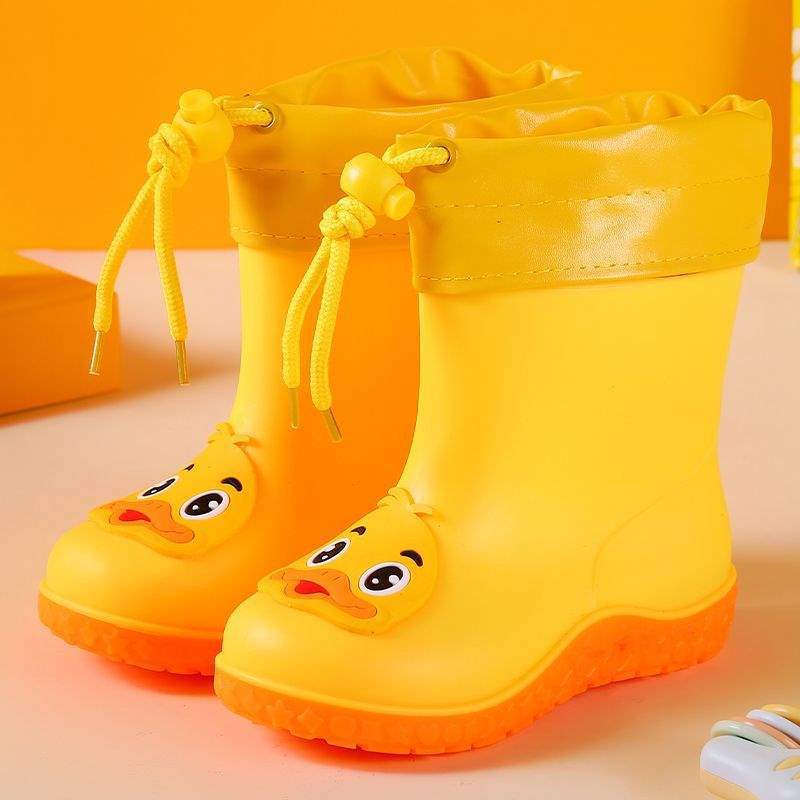 School Season Children's Rain Shoes Bundle Mouth Boys and Girls Rain Boots Non-slip Waterproof Water Shoes Kindergarten [upgrade Sole]
