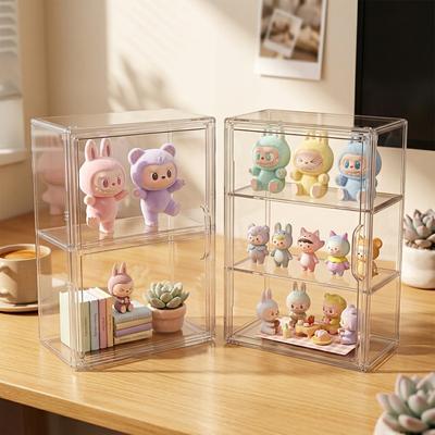 Transparent Storage Box with Partition Dustproof and Moisture-resistant Acrylic Display Case Organizer Box for Figure Display