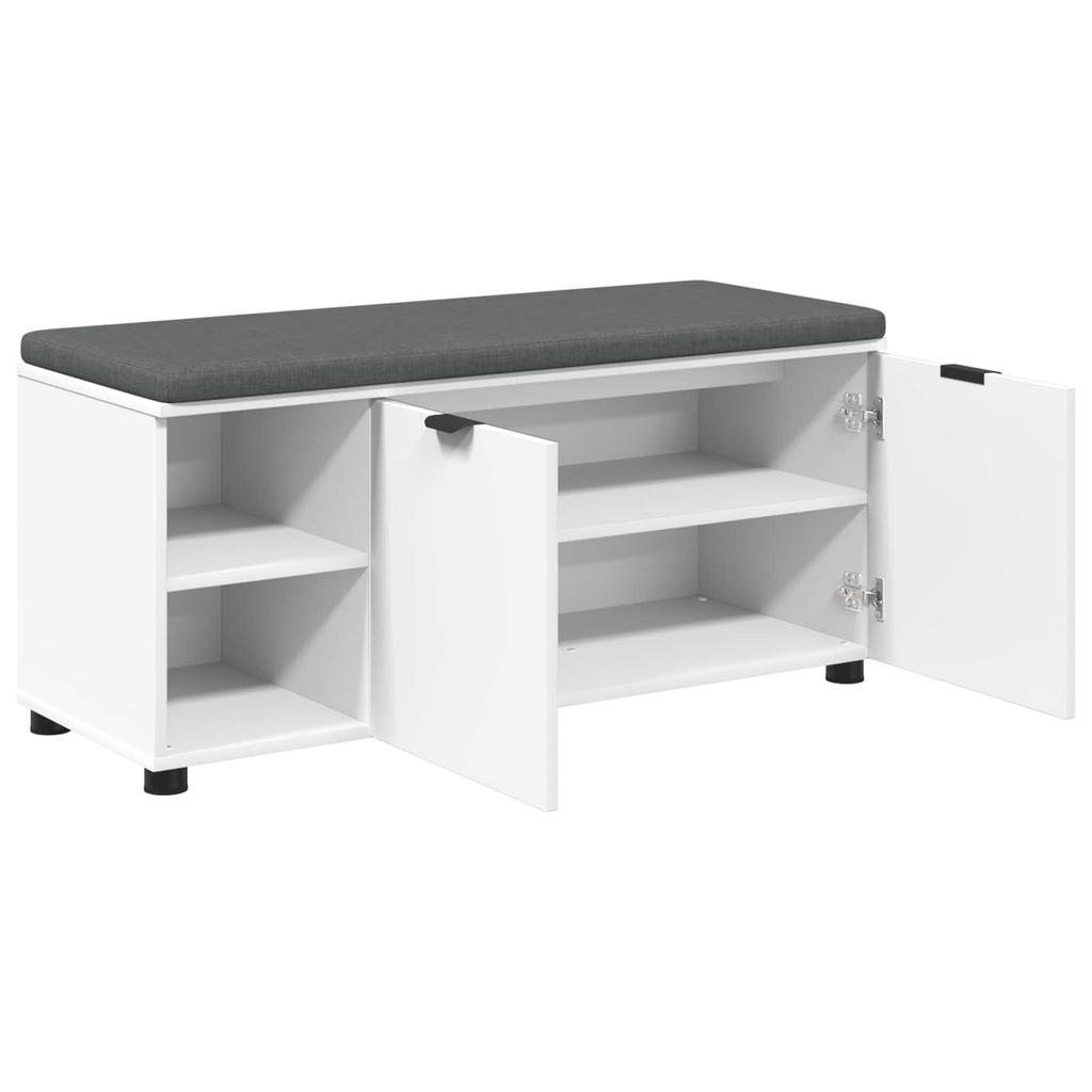 Hallway Bench with Cushion Shelf and Door White 100 X 38 X 46 Cm