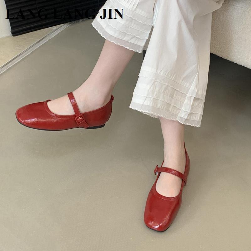 2025 New Women Flats Ballets Elegant Mary Jane Shoes Square Toe Shallow Slip On Ballerina Shoes Soft Ballet Casual Loafer Mujer