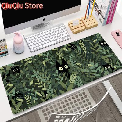 Cute Cat Large Gaming Keyboard Mouse Pad XL Green Plant Computer Gamer Tablet Mause Pad Long Mousepad XXL X Play Mice Mats