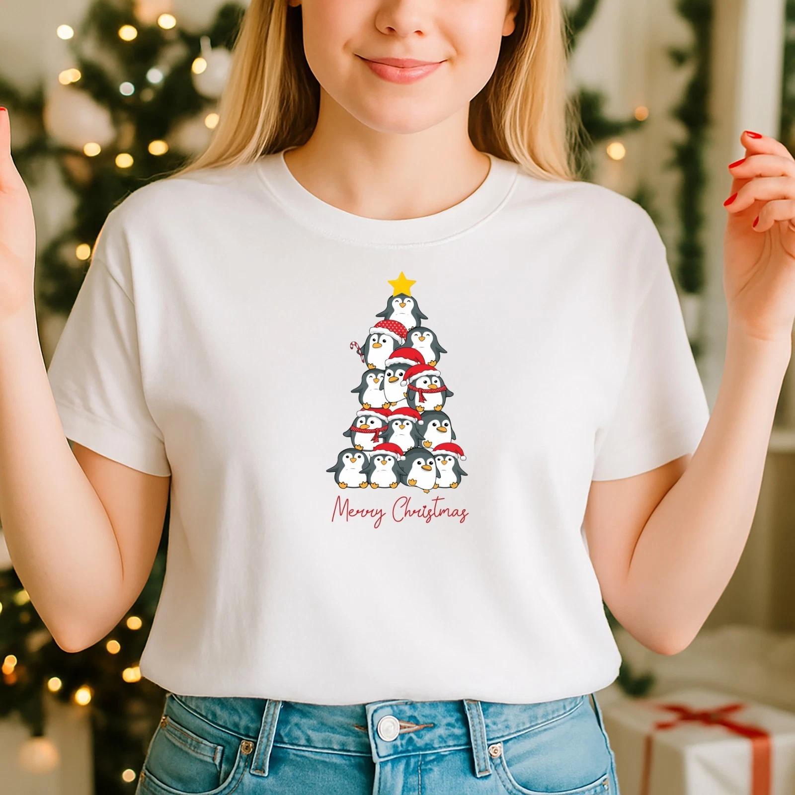 2025 Christmas unisex tshirt,Night before Christmas Family , Santa Penguins (CH) S