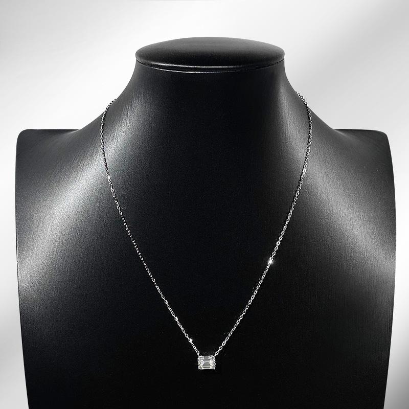 Smyoue 1-3CT Solitaire Moissanite Necklace for Women Emerald Cut Lab Diamond Wedding Female Necklace 925 Sterling Silver Jewelry
